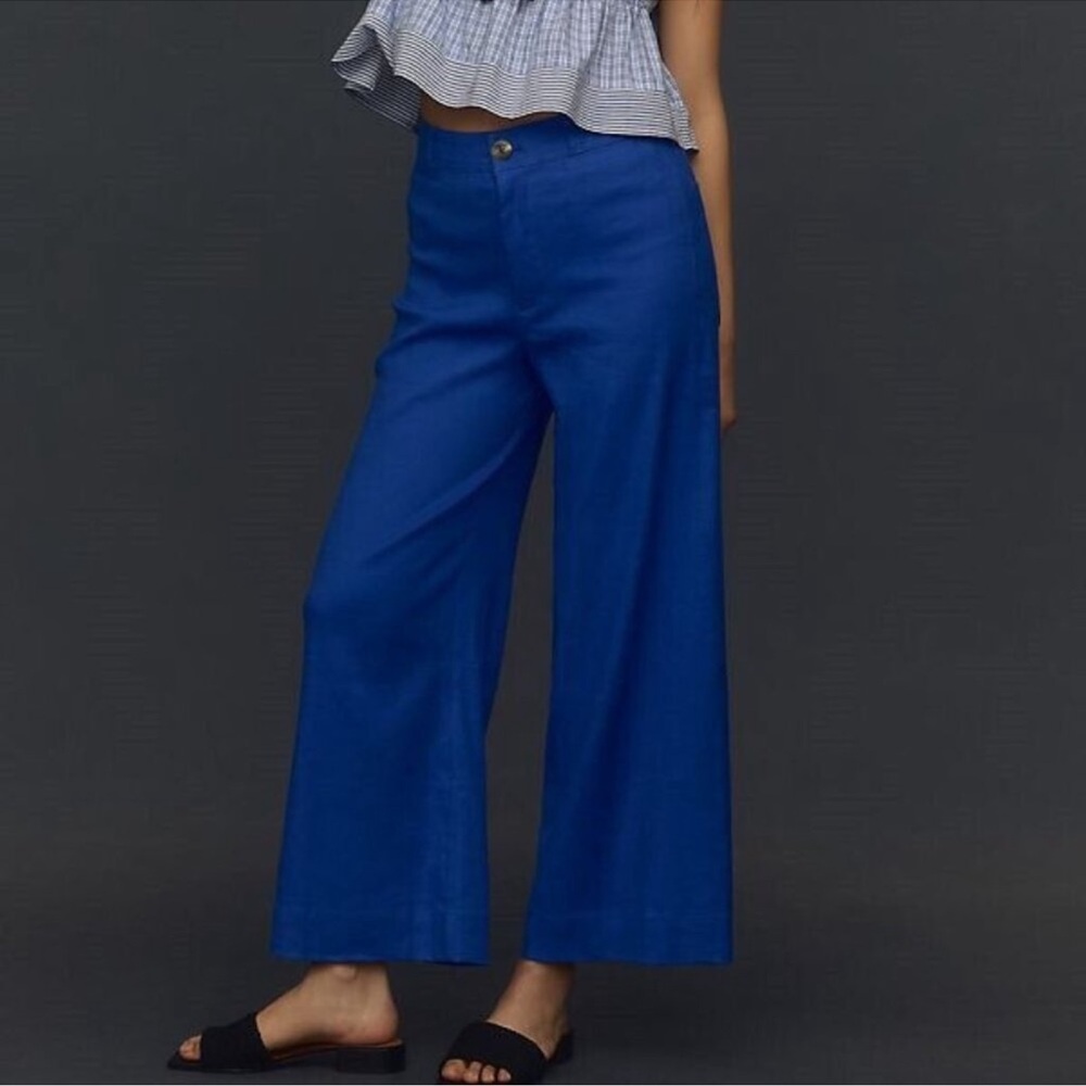 Anthropologie Wide-Leg Pants in Bright Royal Blue
